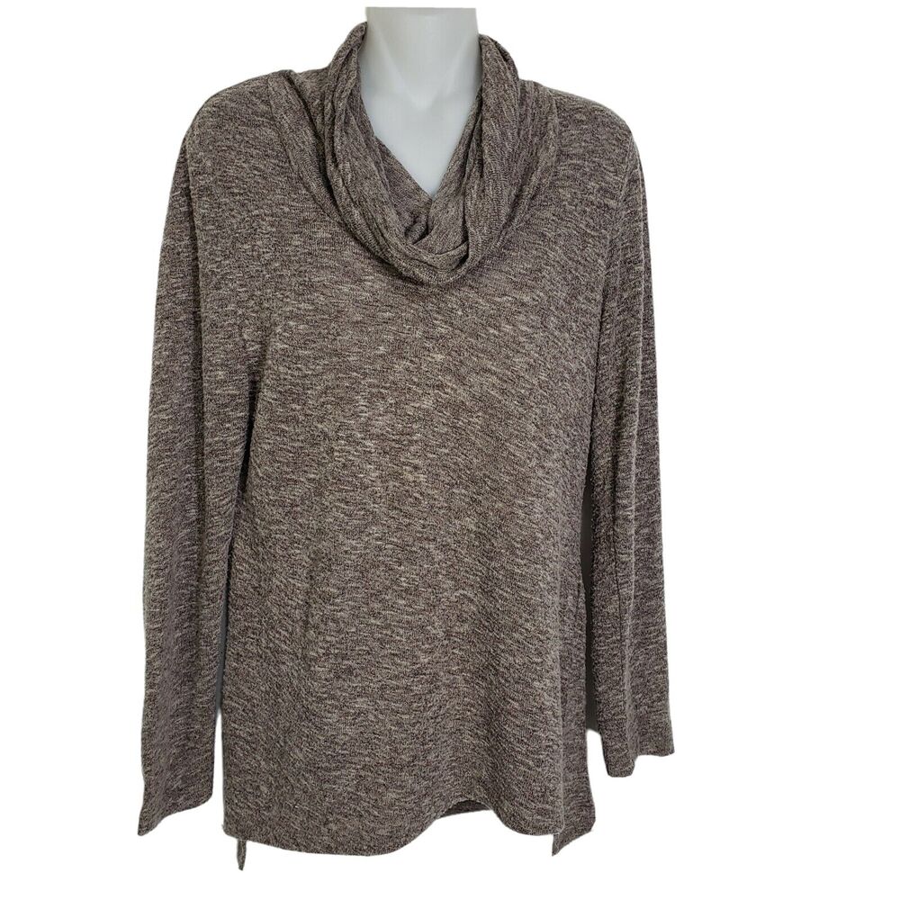 Chicos Womens Sweater Size 0 Small Cowl Neck Pullover Lightweight Marled Green